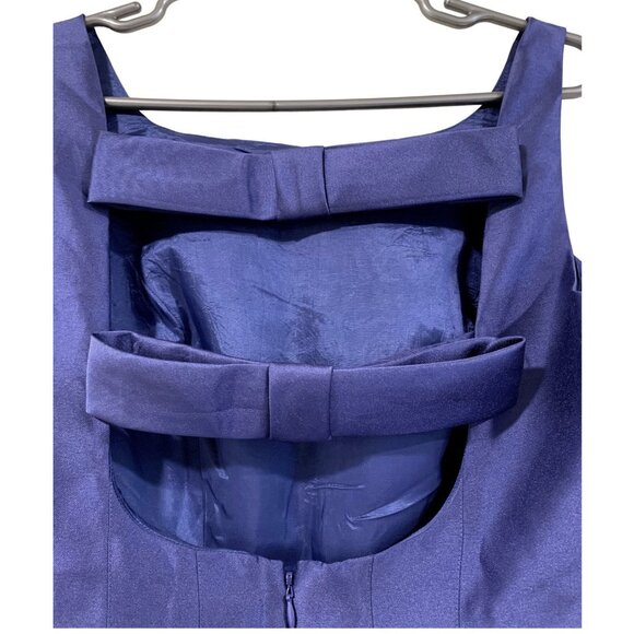 Adrianna Papell Dress Womens 8 Navy Blue Bow Back Open Back Cocktail Party - Picture 5 of 9